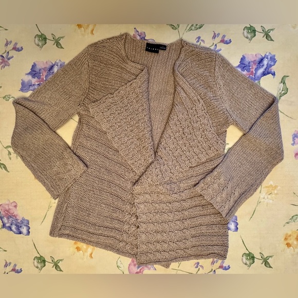 Tribal Shawl Collar Open Cardigan Woman’s Size L Coppery Beige - Picture 5 of 11